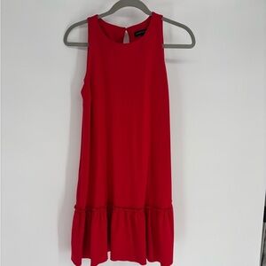 Red Sleeveless Ruffle Hem Dress